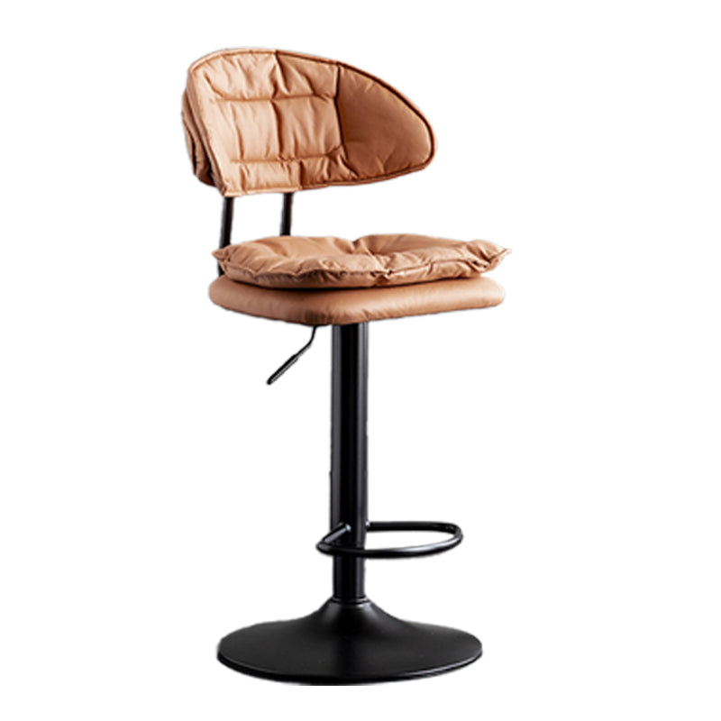 Scandinavian Metal Barstool Adjustable Low Back Leather Barstools in Matte Finish