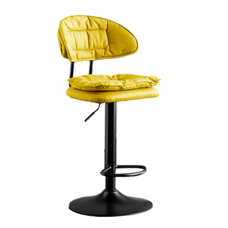 Scandinavian Metal Barstool Adjustable Low Back Leather Barstools in Matte Finish