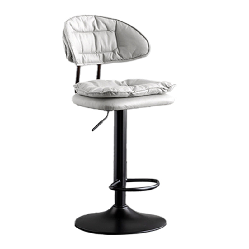 Scandinavian Metal Barstool Adjustable Low Back Leather Barstools in Matte Finish