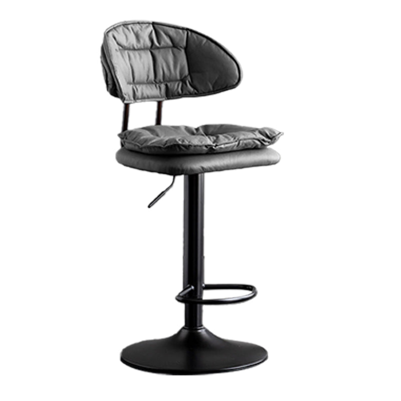 Scandinavian Metal Barstool Adjustable Low Back Leather Barstools in Matte Finish