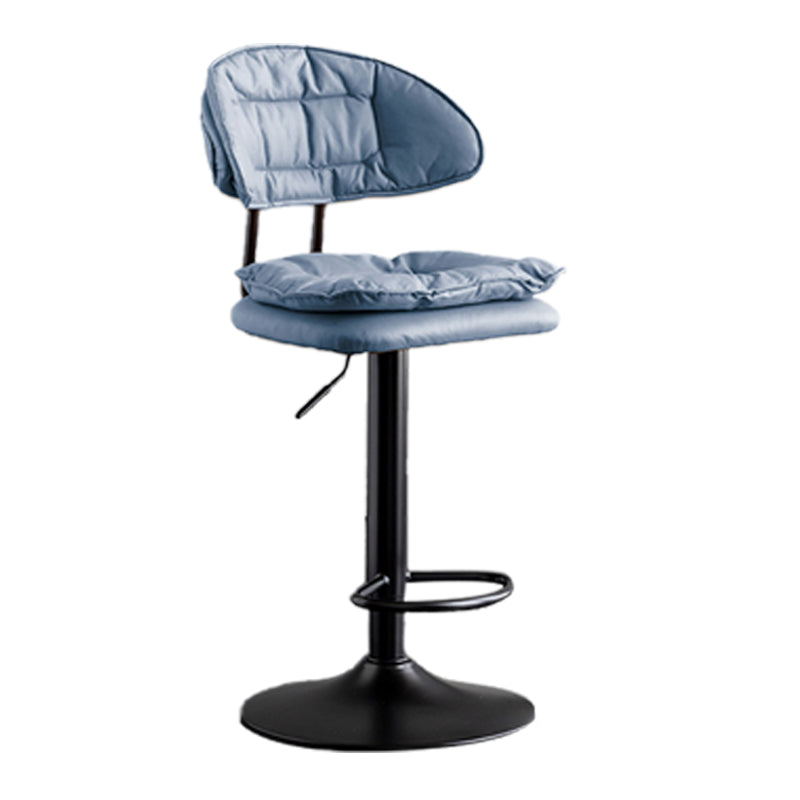 Scandinavian Metal Barstool Adjustable Low Back Leather Barstools in Matte Finish