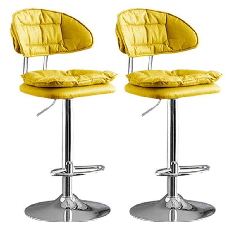 Scandinavian Metal Barstool Adjustable Low Back Leather Barstools in Matte Finish