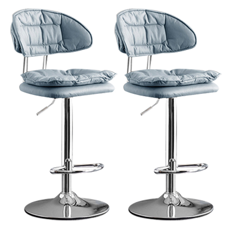 Scandinavian Metal Barstool Adjustable Low Back Leather Barstools in Matte Finish