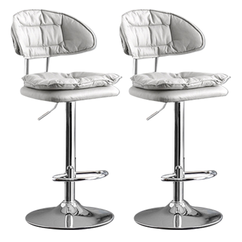 Scandinavian Metal Barstool Adjustable Low Back Leather Barstools in Matte Finish