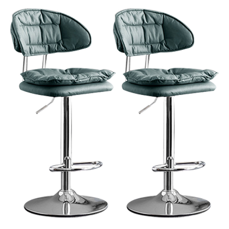 Scandinavian Metal Barstool Adjustable Low Back Leather Barstools in Matte Finish