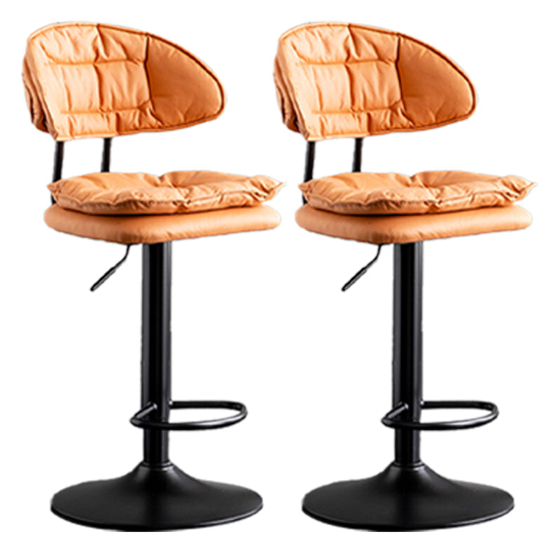 Scandinavian Metal Barstool Adjustable Low Back Leather Barstools in Matte Finish