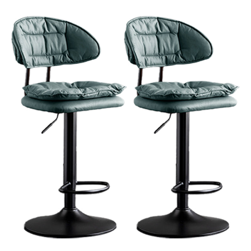 Scandinavian Metal Barstool Adjustable Low Back Leather Barstools in Matte Finish