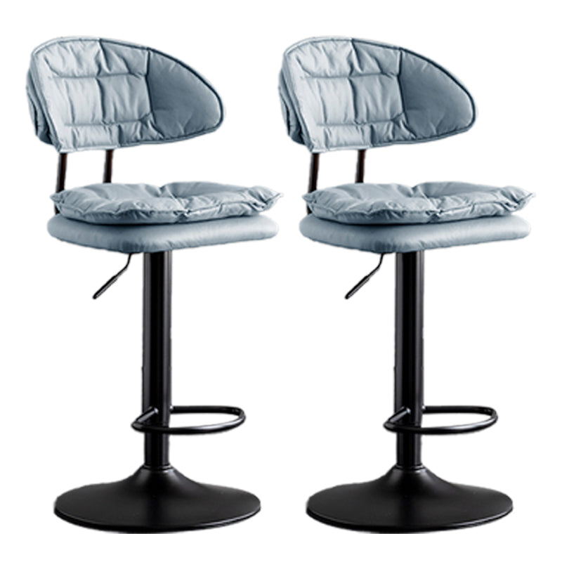 Scandinavian Metal Barstool Adjustable Low Back Leather Barstools in Matte Finish