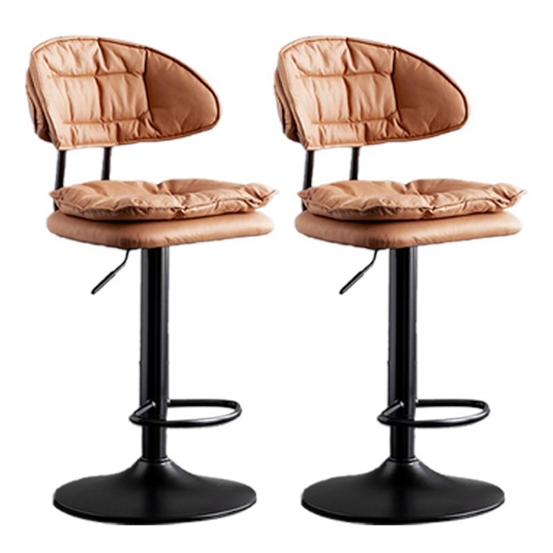 Scandinavian Metal Barstool Adjustable Low Back Leather Barstools in Matte Finish