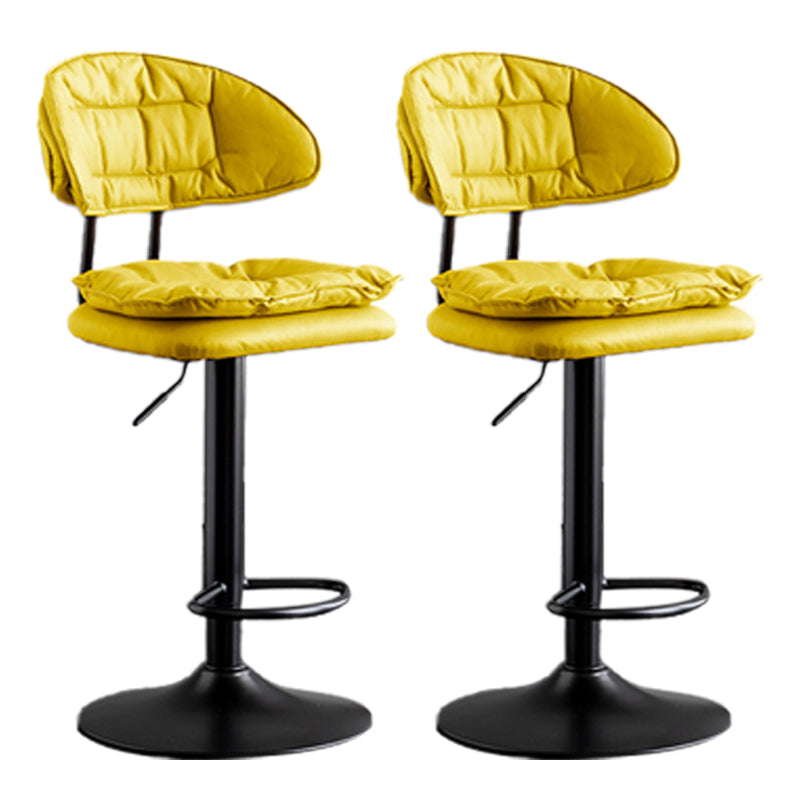 Scandinavian Metal Barstool Adjustable Low Back Leather Barstools in Matte Finish