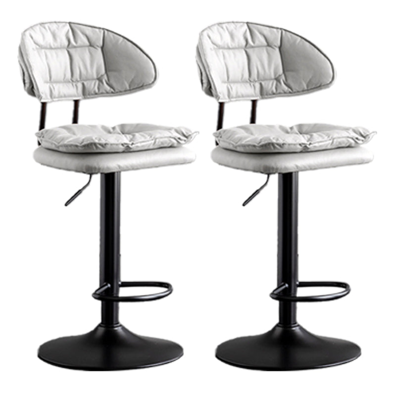 Scandinavian Metal Barstool Adjustable Low Back Leather Barstools in Matte Finish
