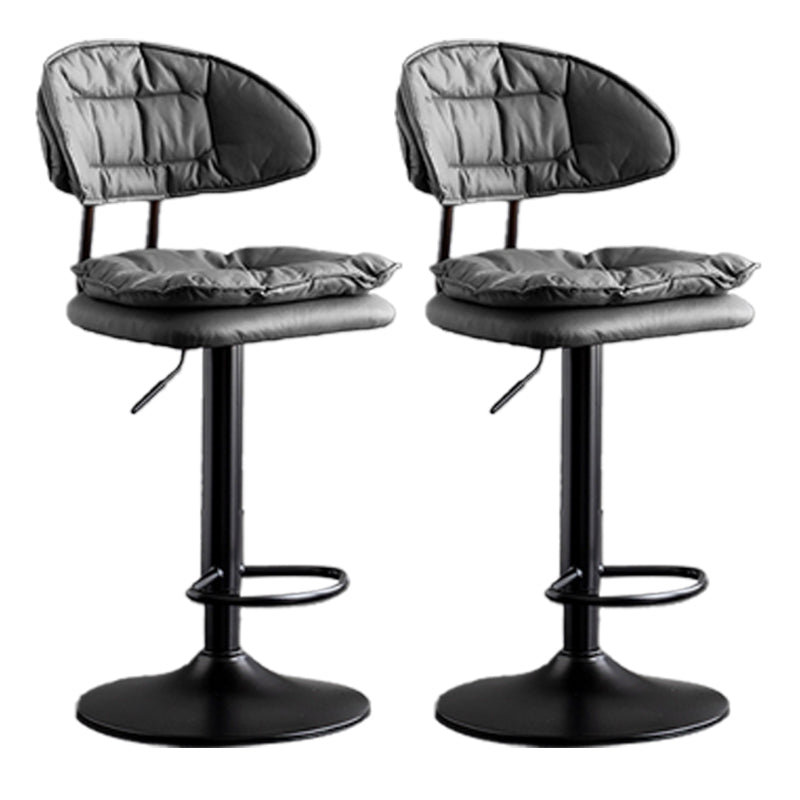 Scandinavian Metal Barstool Adjustable Low Back Leather Barstools in Matte Finish