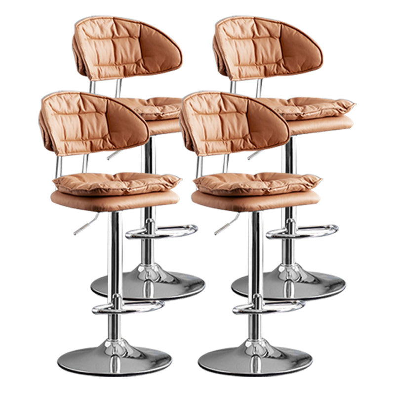 Scandinavian Metal Barstool Adjustable Low Back Leather Barstools in Matte Finish