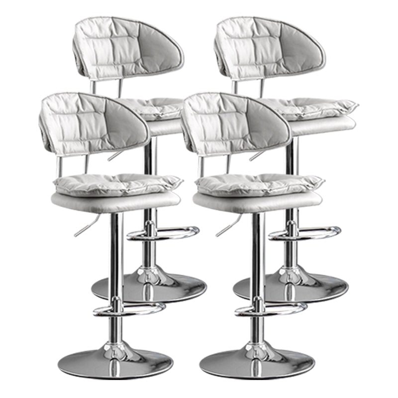 Scandinavian Metal Barstool Adjustable Low Back Leather Barstools in Matte Finish