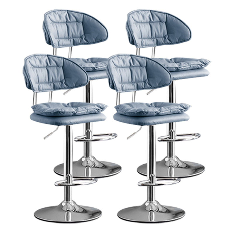 Scandinavian Metal Barstool Adjustable Low Back Leather Barstools in Matte Finish