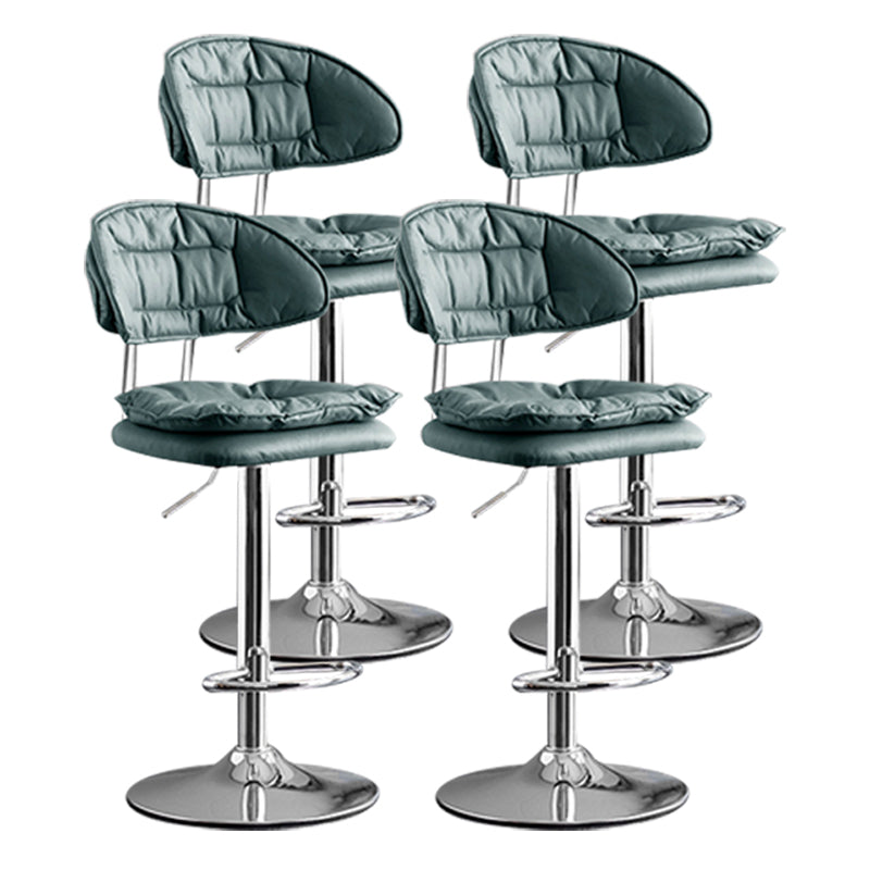 Scandinavian Metal Barstool Adjustable Low Back Leather Barstools in Matte Finish
