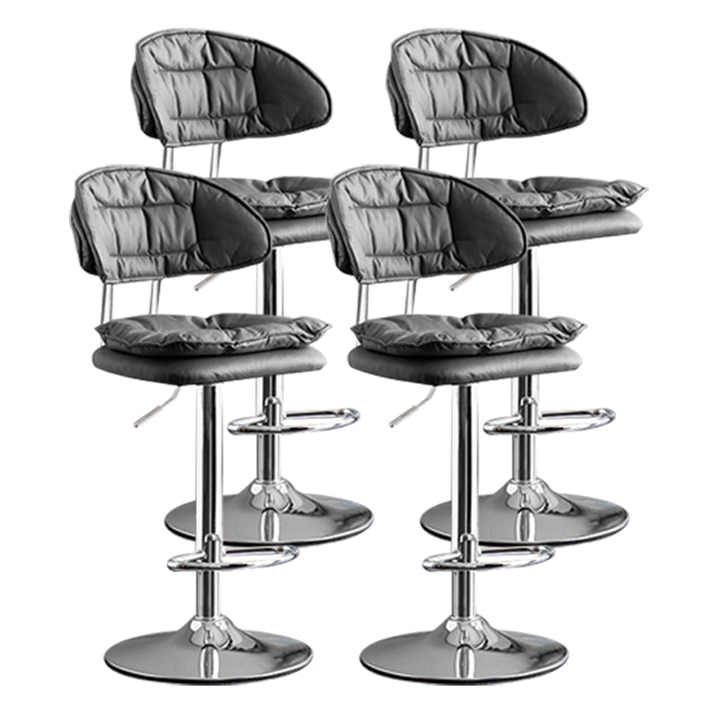 Scandinavian Metal Barstool Adjustable Low Back Leather Barstools in Matte Finish