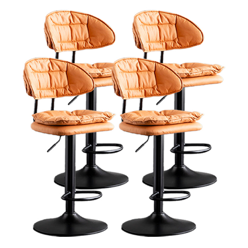 Scandinavian Metal Barstool Adjustable Low Back Leather Barstools in Matte Finish