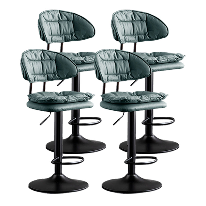 Scandinavian Metal Barstool Adjustable Low Back Leather Barstools in Matte Finish