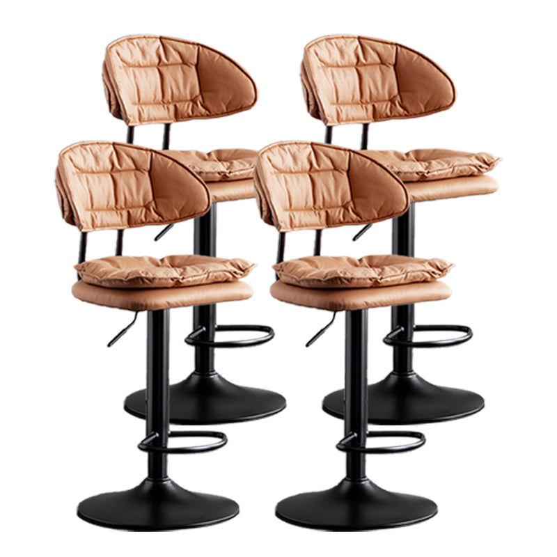 Scandinavian Metal Barstool Adjustable Low Back Leather Barstools in Matte Finish
