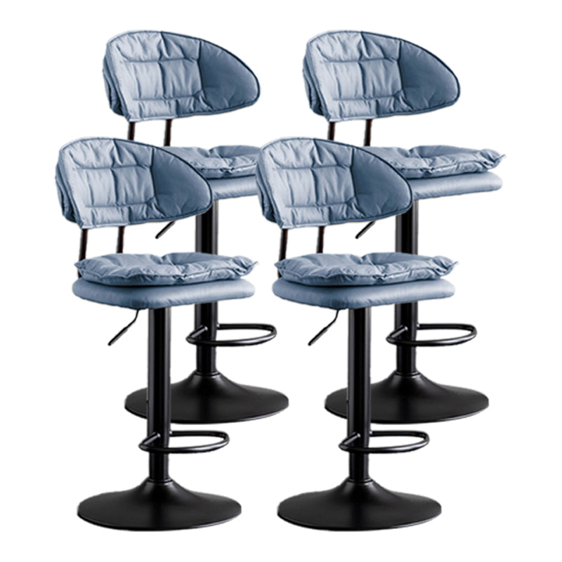 Scandinavian Metal Barstool Adjustable Low Back Leather Barstools in Matte Finish