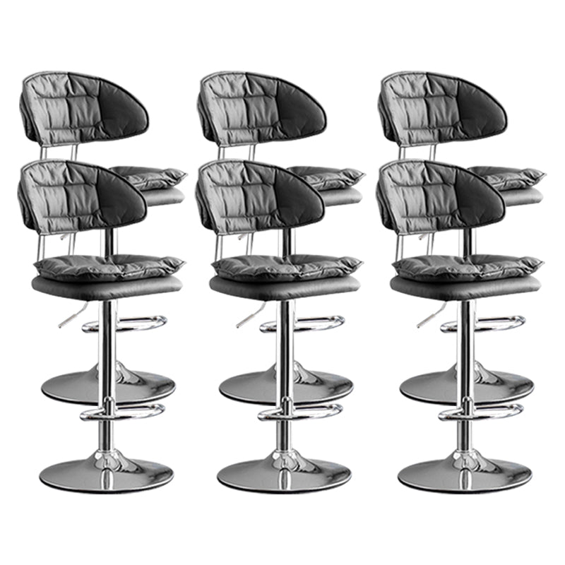 Scandinavian Metal Barstool Adjustable Low Back Leather Barstools in Matte Finish