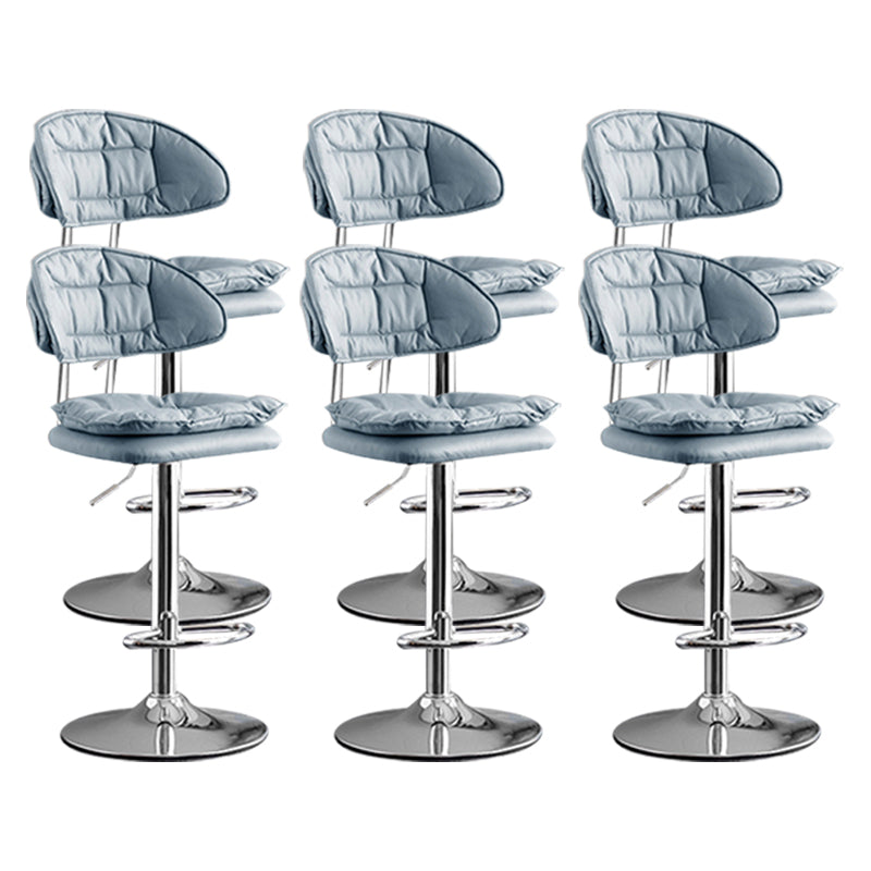 Scandinavian Metal Barstool Adjustable Low Back Leather Barstools in Matte Finish