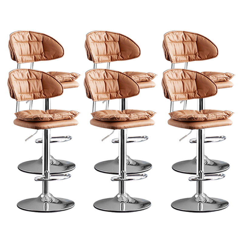 Scandinavian Metal Barstool Adjustable Low Back Leather Barstools in Matte Finish