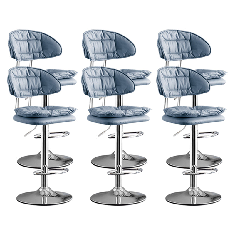 Scandinavian Metal Barstool Adjustable Low Back Leather Barstools in Matte Finish