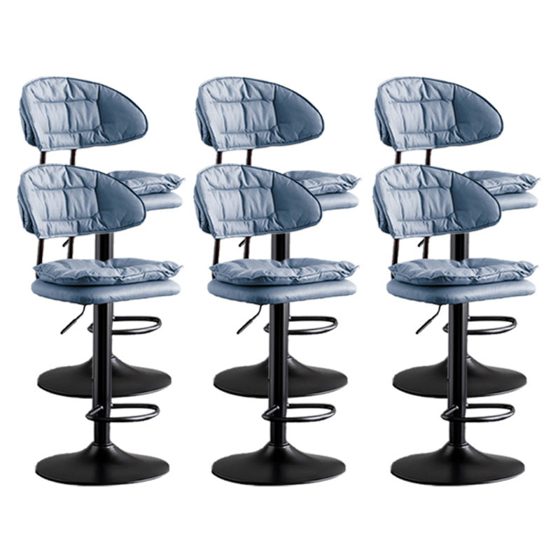 Scandinavian Metal Barstool Adjustable Low Back Leather Barstools in Matte Finish