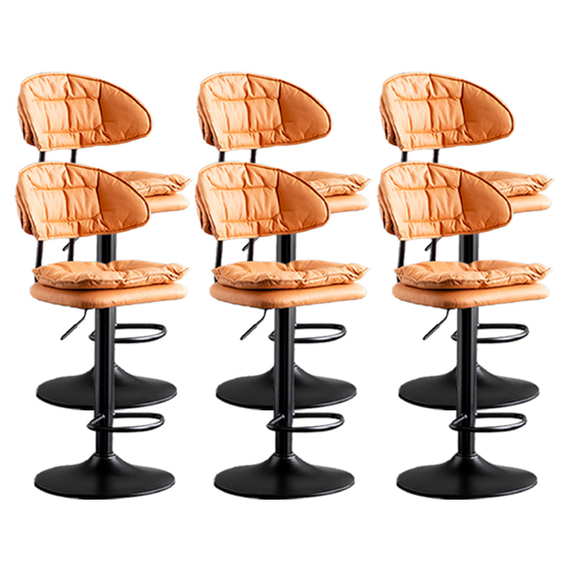 Scandinavian Metal Barstool Adjustable Low Back Leather Barstools in Matte Finish