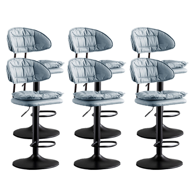 Scandinavian Metal Barstool Adjustable Low Back Leather Barstools in Matte Finish