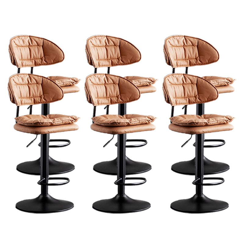 Scandinavian Metal Barstool Adjustable Low Back Leather Barstools in Matte Finish