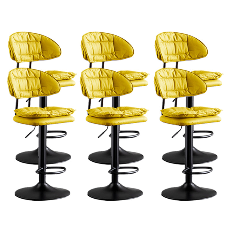 Scandinavian Metal Barstool Adjustable Low Back Leather Barstools in Matte Finish