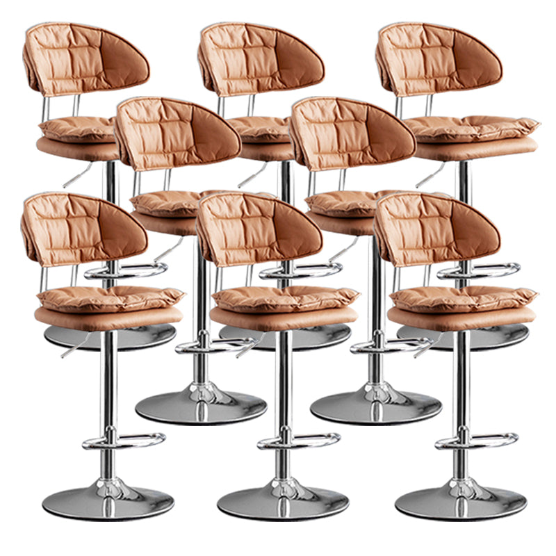 Scandinavian Metal Barstool Adjustable Low Back Leather Barstools in Matte Finish