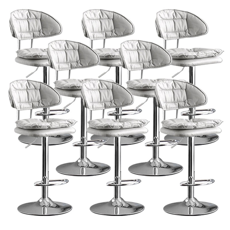 Scandinavian Metal Barstool Adjustable Low Back Leather Barstools in Matte Finish