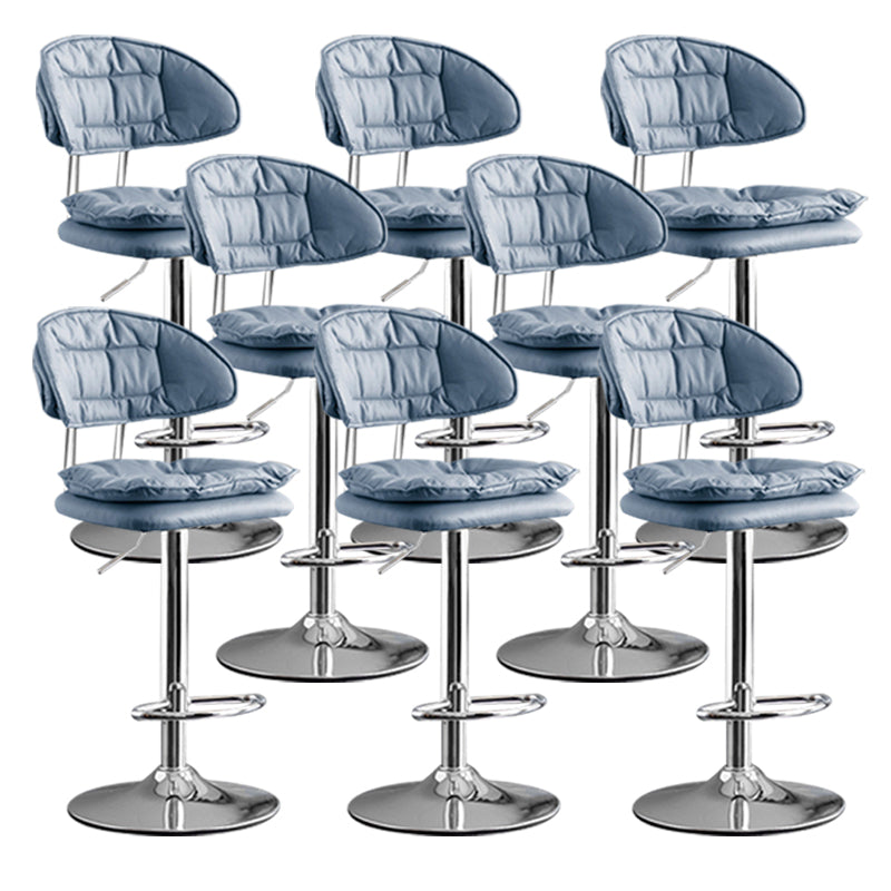 Scandinavian Metal Barstool Adjustable Low Back Leather Barstools in Matte Finish