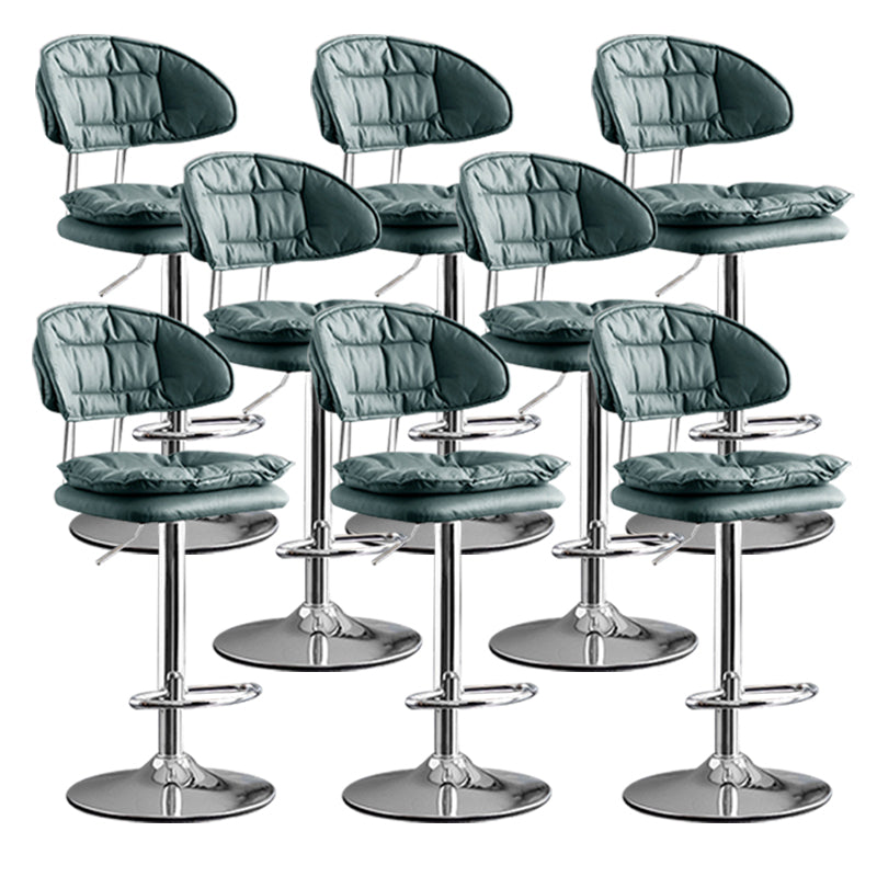 Scandinavian Metal Barstool Adjustable Low Back Leather Barstools in Matte Finish