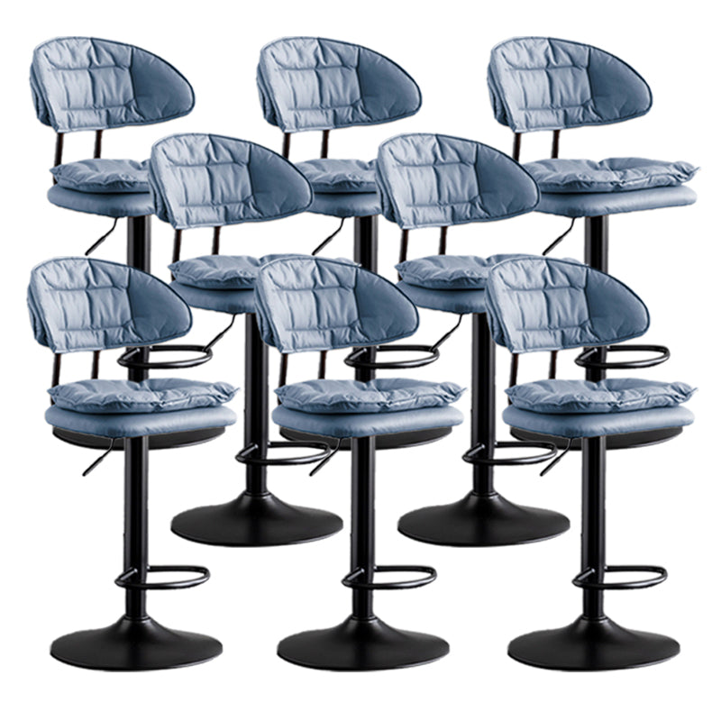 Scandinavian Metal Barstool Adjustable Low Back Leather Barstools in Matte Finish