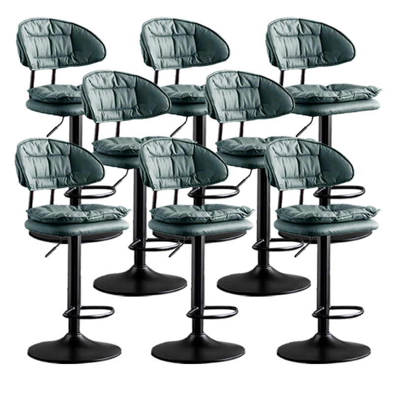 Scandinavian Metal Barstool Adjustable Low Back Leather Barstools in Matte Finish