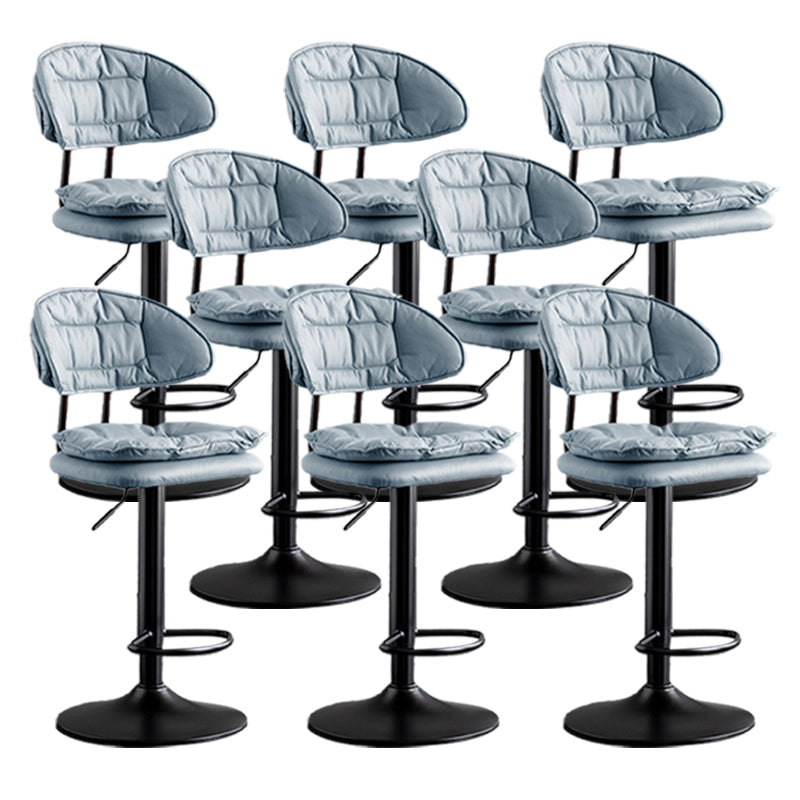 Scandinavian Metal Barstool Adjustable Low Back Leather Barstools in Matte Finish