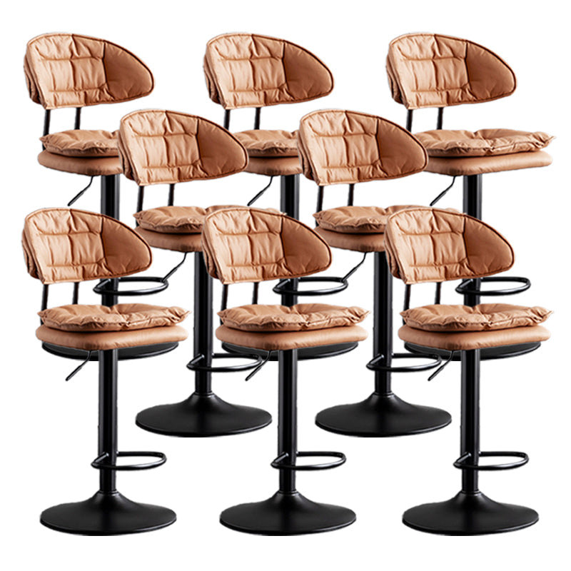 Scandinavian Metal Barstool Adjustable Low Back Leather Barstools in Matte Finish
