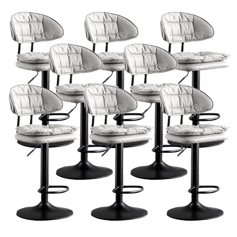 Scandinavian Metal Barstool Adjustable Low Back Leather Barstools in Matte Finish