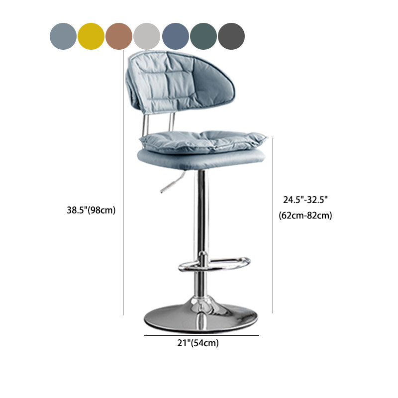 Scandinavian Metal Barstool Adjustable Low Back Leather Barstools in Matte Finish