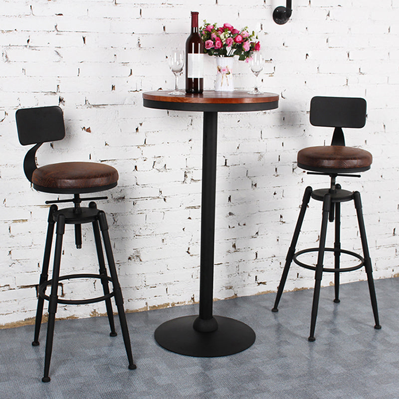 Industrial Metal Stool Upholstered Faux Leather Barstools in Matte Finish for Indoor