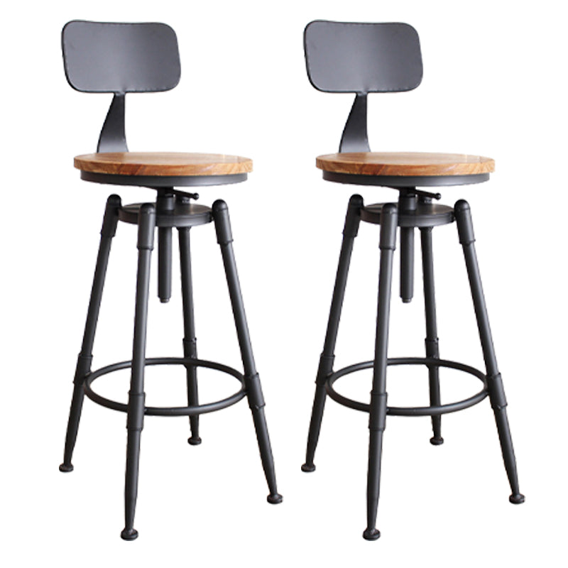 Industrial Metal Stool Upholstered Faux Leather Barstools in Matte Finish for Indoor
