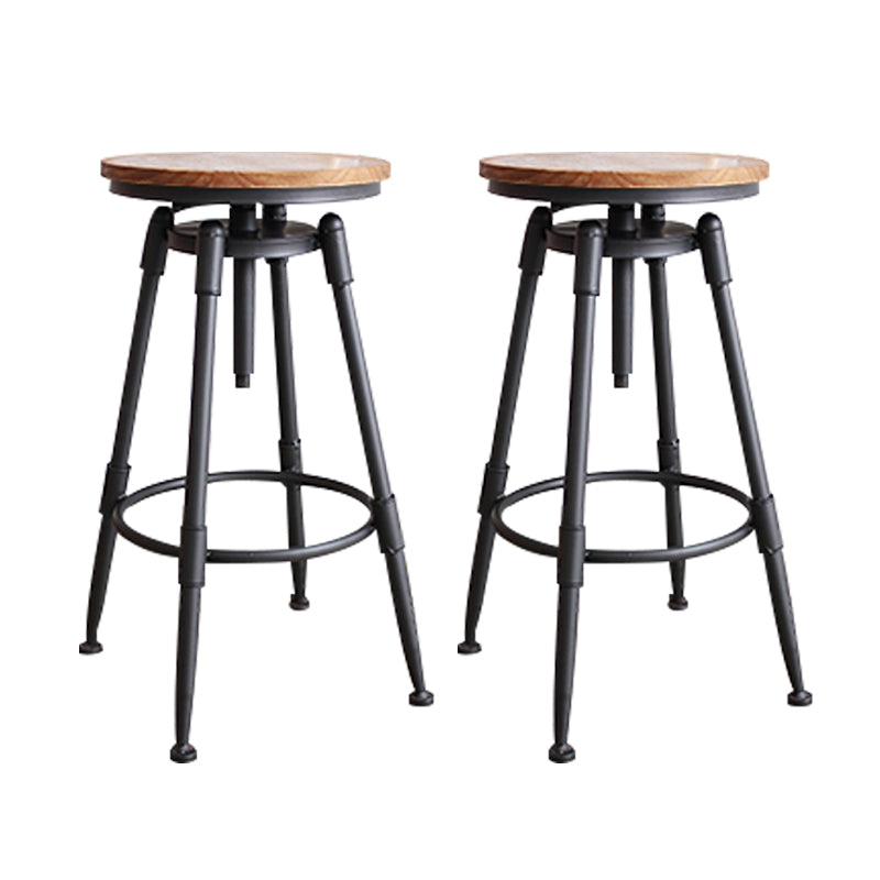 Industrial Metal Stool Upholstered Faux Leather Barstools in Matte Finish for Indoor