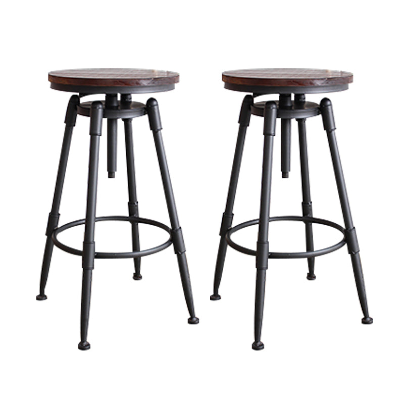 Industrial Metal Stool Upholstered Faux Leather Barstools in Matte Finish for Indoor
