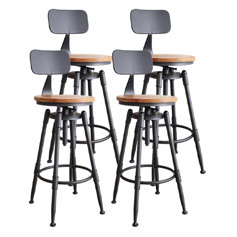 Industrial Metal Stool Upholstered Faux Leather Barstools in Matte Finish for Indoor