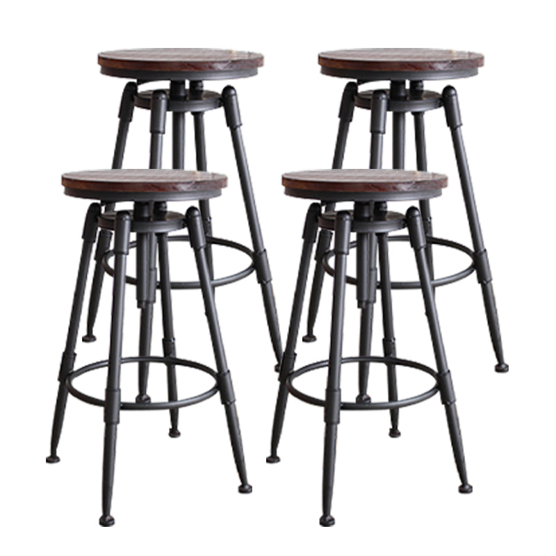 Industrial Metal Stool Upholstered Faux Leather Barstools in Matte Finish for Indoor